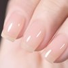 Press On Nails Short, SHOWMORE Nude Sheer Gel Jelly Fake Nails Medium Square Natural Semi-Transparent Glue On Nails False Nails Stick On Nails in 15 Sizes 30 Nail Kit with Glue for Wedding Nails