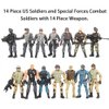 Nasidear 14 Pack Army Men and SWAT Team Soldiers Action Figures,Soldiers Action Figures Playset with 14 Design Military Weapons Accessories, for Kids Child Boys Girls