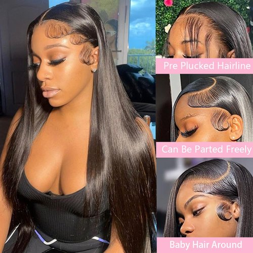 Pazat Straight Lace Front Wigs Human Hair 13x4 Hd Lace Front Wigs Human Hair Pre Plucked 180 Density Glueless Wigs Human Hair 28 Inch Lace Frontal Wigs Human Hair For Black Women With Baby Hair