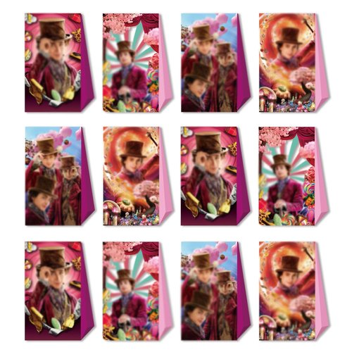 laSKFKF 12pcs Chocolate Party Favor Gift Bags Candy Bags Goodie Bags Party Supplies for Kids and Fans Birthday Party Decorations