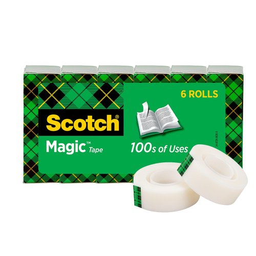 Scotch Magic Tape, Invisible, Home Office Supplies and Back to School Supplies for College and Classrooms, 6 Rolls