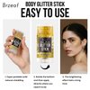 Brzeaf Waterproof Gold Glitter Stick, Shimmery & Long Lasting, Chunky Glitter for Face/Body/Hair/Eyes/Lip, Singer Concert Music Christmas Rave Festival, Glitter Stick Makeup & Face Glitter Gel