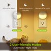 AUVON Plug in Night Light with Motion Sensor and Dusk to Dawn Sensor, Mini Warm White LED Nightlight with 1-50 lm Adjustable Brightness for Bathroom, Hallway, Stairs, Bedroom, Kitchen (4 Pack)