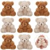 Threan 8 Pcs Mini Plush Bears 4'' Small Bear Bulk Stuffed Animal Toys Tiny Soft Bear Doll Present Stuffers for Keychain Baby Shower Party Favors Supplies(Brown, Apricot)