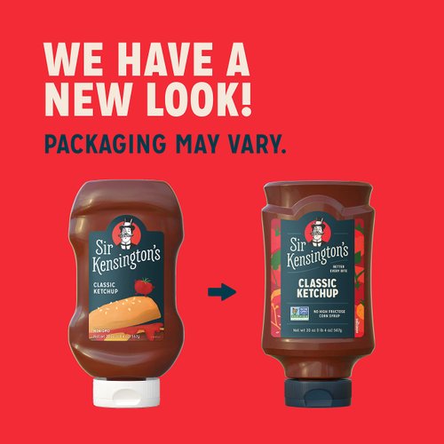 Sir Kensington's Classic Ketchup, From Whole Tomatoes, No High Fructose Corn Syrup, Gluten Free, Certified Vegan, Non- GMO Project Verified, Shelf-Stable, 20 oz