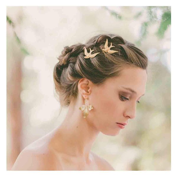 Olbye Sparrow Hair Pins Gold Bird Hair Clip Bridal Hair Accessories For Women 2 Pcs