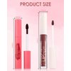 Brown Peel Off Lip Liner Stain & Clear Lip Oil Set, Waterproof Long Lasting Tattoo Peel & Reveal Lip Stain Tint, Hydrating Non-Sticky Tinted Lip Gloss Oil, Plumping Glossy Lip Combo Makeup for Women-A