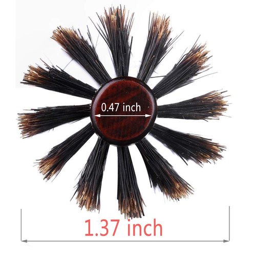 PERFEHAIR Boar Bristle Round Brush-1.3 inch, Pack of 2, Small Round Brushes for Blow Drying Styling Short, Fine, Thin Hair & Beard