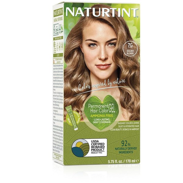 Naturtint Permanent Hair Color 7G Golden Blonde (Pack of 1), Ammonia Free, Vegan, Cruelty Free, up to 100% Gray Coverage, Long Lasting Results