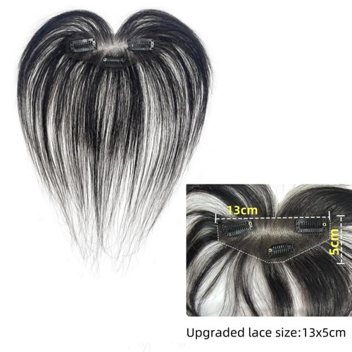 AYunhe Clip In Fetal Hair Bang Natural Human Hair Side Bangs Invisible Edge Replacement Fringe Forehead Hairline For Women Glueless Hair Extensions (Black, Lace 13x5 cm)