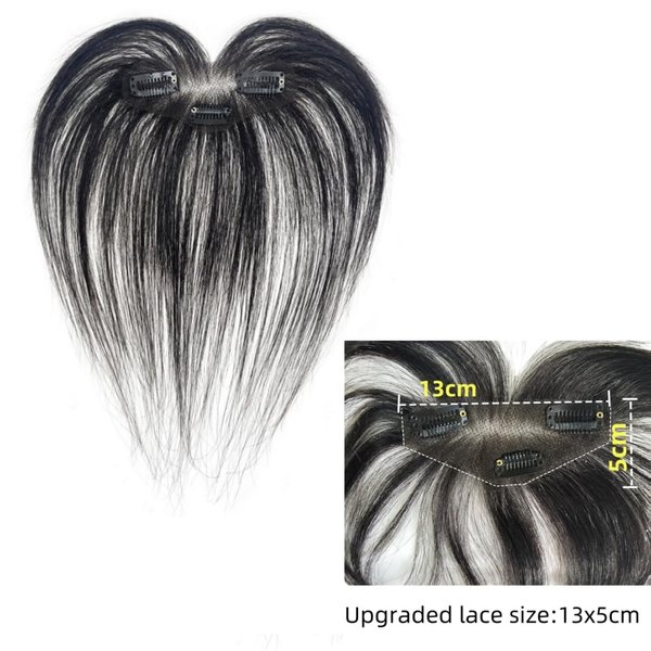 AYunhe Clip In Fetal Hair Bang Natural Human Hair Side Bangs Invisible Edge Replacement Fringe Forehead Hairline For Women Glueless Hair Extensions (Black, Lace 13x5 cm)