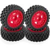 RcarmubWow RC Wheels and Tires for 1/18 Typhon Grom RC Crawler Car,RC Buggy Wheels & Rubber Tires,RC Truck Tires RC Wheels,4pcs,Red