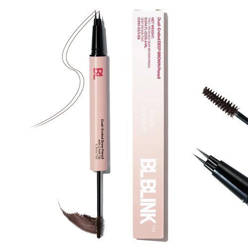 BLBLINK Eyebrow Pencil - Magic 2-in-1 Eyebrow Pencil for Women with 2 Prongs and Eyebrow Tint for Natural Hair-Like Eyebrows that Last All Day, Microblading Eyebrow Pencil, Deep Brown