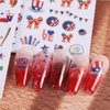 8 Sheets 4th of July Nail Art Stickers Decals Red White Blue Designs American Independence Day Patriotic Nail Stickers 3D Self-Adhesive USA Flag Map Eagle Statue of Liberty Nail Decals for Women