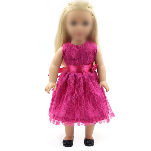 LLC427 18 inch Doll Clothes Red Sleeveless Lace Dress Set for 18 inch Girl Doll,Most 18 Inch Dolls(No Doll)