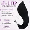 LaaVoo I Tip Hair Extensions Human Hair Jet Black Itip Human Hair Extensions 22 inch Black I Tips Hair Extensions Real Human Hair for Black Women Straight Hair I Tip Hair Extensions 50g/50s