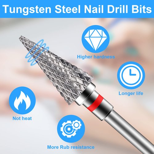 Diesisa 2 Pack Nail Drill Bits for Acrylic Nails, 3/32" Shank Drill Bits for Nails Professional Electric Nail Drill Bits for Home Salon/Fine+Medium Nail Bits - Nib