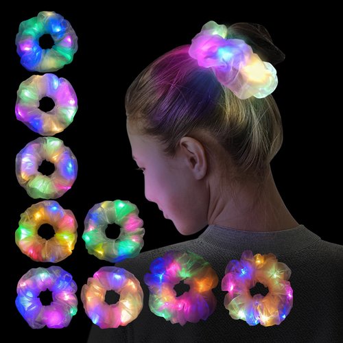 MUYANN Light Up Scrunchies - Camping Essentials Gifts for Women &amp; Girls - Neon, Glow in the Dark ...