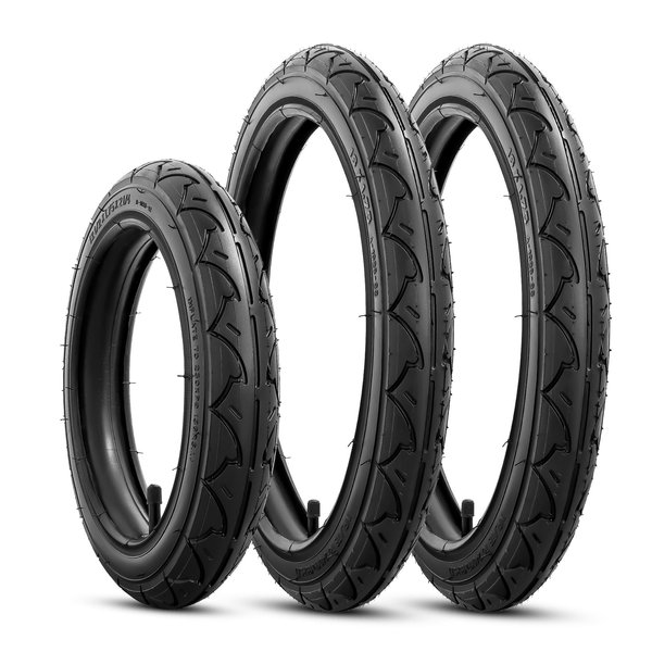 Rear 16×1.75 and Front 12.5×1.75x2.25 Tires and Tubes(2Sets+1Set) Fit for BOB 3-Wheeler Gear Jogging Troller Models-Single and Double Stroller, Compatible with Revolution SE/Pro/Flex and Duallie