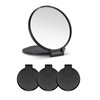 Compact Mirror Bulk Round Makeup Mirror for Purse, Set of 3, 2.6" L x 2.37" W (Black)