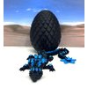 3D Printed Cherry Blossom Dragon with Dragon Egg, 12 Inches Black and Blue Cherry Blossom Dragon, Home Decor Executive Desk Toys,Fidget Toys for Autism/ADHD D053-BE