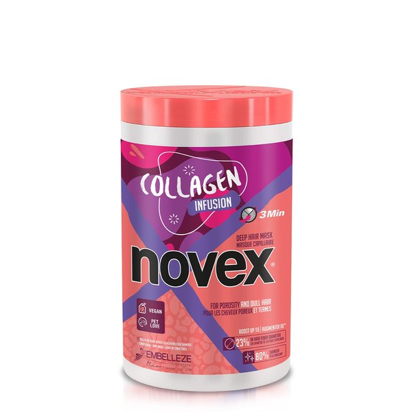 NOVEX Collagen Infusion Hair Mask for Stronger Thicker and Shinier Hair, 400g/14.1oz - Hair Conditioning Mask with Natural Ingredients, Vegan, Not Tested on Animals
