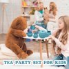 Silicone Tea Set, Silicone Tea Party Set, Pretend Play Tea Party Set for Girls, Food Grade Kids Kitchen Tea Set Accessories for Party (Blue)