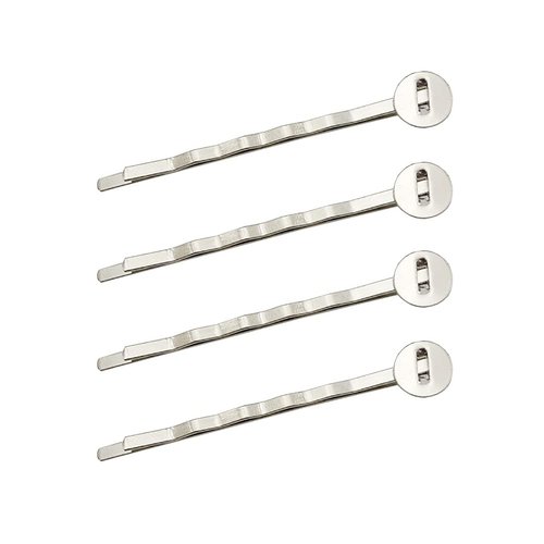 50 Pcs Hair Bobby Pins Hair Clips with Blank Round Tray Hair Pins Hairpin Cabochons Bases for DIY Crafts Silver