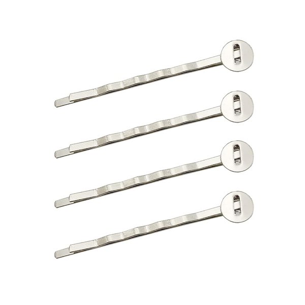 50 Pcs Hair Bobby Pins Hair Clips with Blank Round Tray Hair Pins Hairpin Cabochons Bases for DIY Crafts Silver