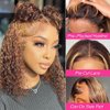 12 Inch Highlight Blonde Wear and Go Glueless Curly Bob Wig Human Hair Pre Plucked,Water Wave No Glue Bob Wigs,Pre cut HD Lace Front Wigs Human Hair Natural Hairline for Women 200% Density