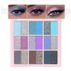 CAKAILA 18Colors Blue Purple Gray Colorful Eyeshadow Palette Makeup,Light Blue Glitter Sparkly Highly Pigmented Smoked Eye Shadow Long Lasting Waterproof Naturing-Looking Blendable for Beginners