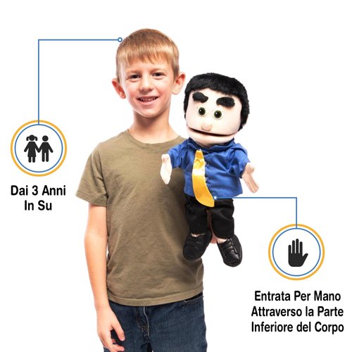 14" George, Peach Dad/Businessman, Hand Puppet