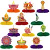 12 Pieces Diwali Decorations Happy Diwali Honeycomb Centerpieces Table Toppers for Home Diwali Indian Style Party Supplies Decorations