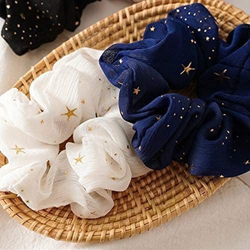 Blue Hair Band Scrunchie Cute Glitter Princess Star Adult Hair Ornament Elegant Ladies Girls Hair Accessories Easy Hair Arrangement Hair Scrunchie Popular Fashion Hair Elastics and Ties