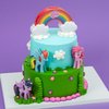 DecoSet® My Little Pony™ Over The Rainbow Signature Cake Topper, 4 Piece Decoration, Rainbow Dash, Pinkie Pie, and Twilight Sparkle, A Rainbow Coin Bank, Collectable Figurines For Birthday