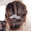 Foyte Crystal Bride Wedding Hair Comb Rhinestone Headpieces Leaf Side Hair Combs for Women and Bride (Silver)