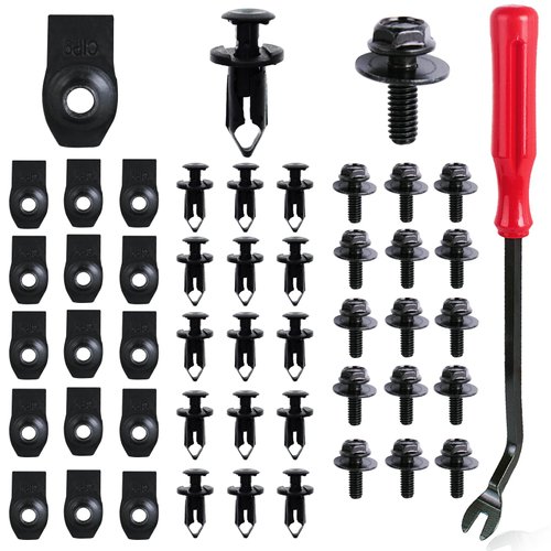Xislet 45PCS Universal Style Engine Under Cover Splash Shield Guard Body Bolts Bumper Fender Liner Push Retainer Fastener Rivet Clips Compatible with Most Brand of Vehicles