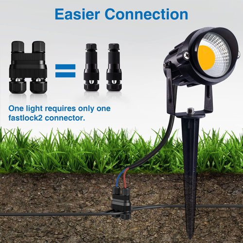 SUNVIE Fastlock2 Low Voltage Wire Connector Landscape Lighting Connectors 12-18 Gauge Waterproof Wire Connectors Outdoor Low Voltage Wire Connectors for Landscape Lighting Garden Path Lights 24 Pack