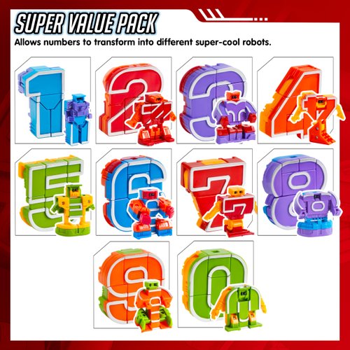 JOYIN 10 Pcs Number Bots Toys, Number Bots, Action Figure Learning Toys, Number Robots Toys, Educational Toy, Christmas Birthday Gifts for Kids Boys Girls 3 4 5 6 Years Old