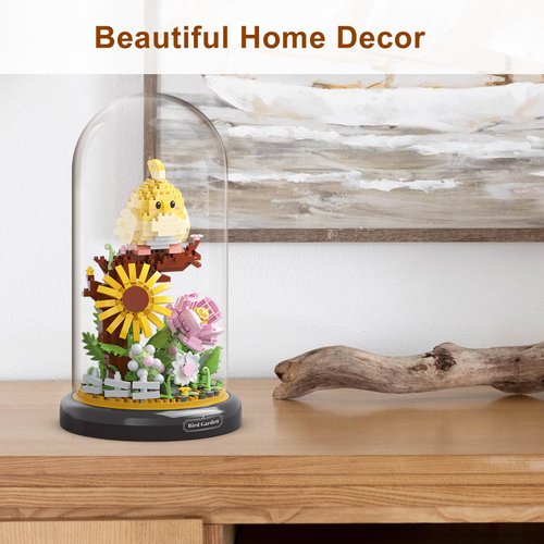 QARULUS Parrot Flower Bouquet Building Set Plants Friend Set Adults Bonsai Tree Animal Building Blocks Set Party Favors for Kids Valentine's Birthday Gift for Girlfriend Boys Girls Age 6-12+(Parrot)