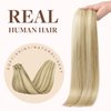 GOO GOO Clip in Hair Extensions Real Human Hair, 20inch 130g 9Pcs, 16/22 Light Blonde Highlighted Golden Blonde, Remy Human Hair Extensions Clip ins for Women, Natural Human Hair
