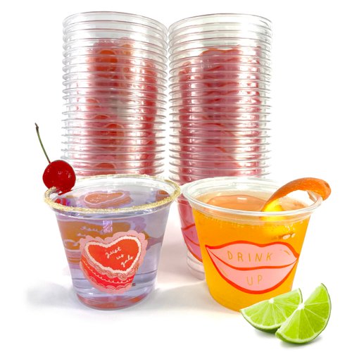 50 Pack 9oz Bachelorette Party Cups Clear Disposable Plastic, Cocktail Party Cups, Assorted Bachelorette Cups, Girls Night Party Cups, Birthday Party Disposable Cups, Wedding Party Accessories