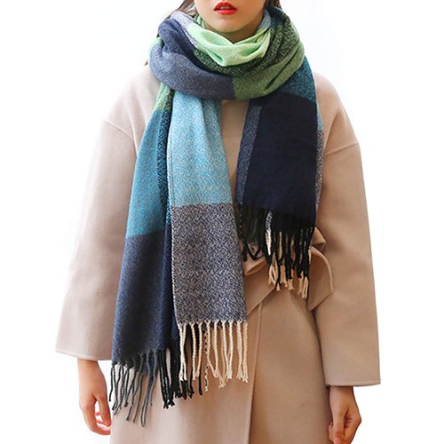 YSense Women's Long Plaid Blanket Scarf Chunky Oversized Winter Fall Warm Scarf Big Tartan Scarves Wrap Shawl Ladies Gifts