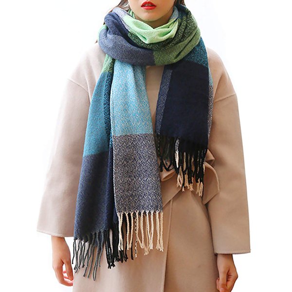 YSense Women's Long Plaid Blanket Scarf Chunky Oversized Winter Fall Warm Scarf Big Tartan Scarves Wrap Shawl Ladies Gifts