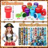 KELENO 180 Pirate Party Favors Birthday Supplies Straw Gold Coin Gems Sticker Stamp Keychain Slap Bracelet Toy Gift Boy Girl Kid Goodie Bag Stuffer Carnival Prize Decorations Pirate Party Supplies