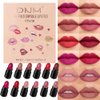 BINGBRUSH 12Pcs Mini Capsule Makeup Lipstick Set, Women Nude Brown Dark Red Matte Matt Lipsticks Cute Lip Stick Purse Set Labiales Matte Larga Duracion 24 (B-12 Pcs Mini Lipstick 01#, B)
