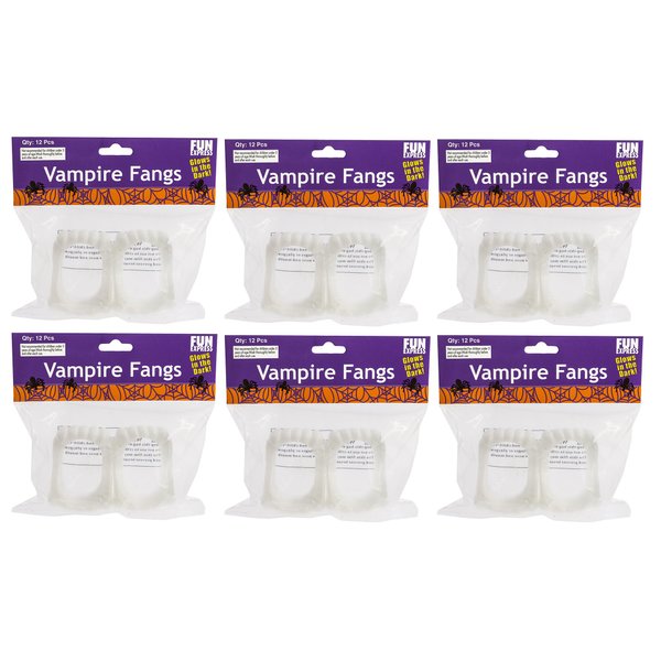 Glow-in-the-Dark Plastic Vampire Fangs - 2.5" (Pack of 72) - Luminous Party Favors for Spooky Halloween Nights & Themed Events