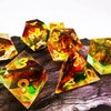 HAOMEJA DND Resin Dice Set Handcrafted Designer 7-Die Polyhedral RPG Dice Set with Sharp Edges for DND Dungeons and Dragons Role Playing Games (Colorful)