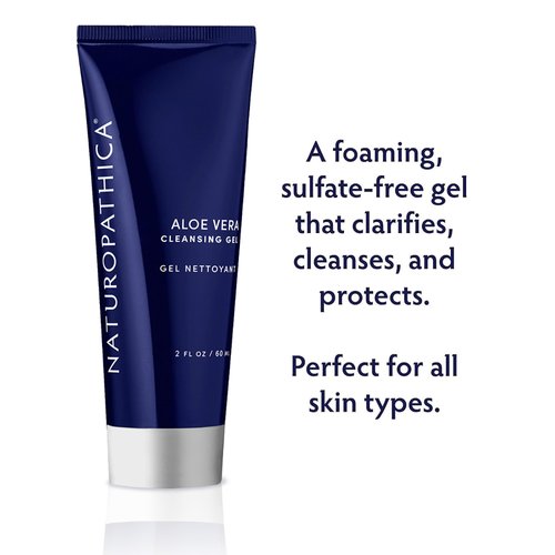 Naturopathica Aloe Vera Cleansing Gel, Facial Cleanser with Aloe Vera and Lavender, Clarifying Face Wash for Men and Women, Travel Size Face Wash, 2 fl oz