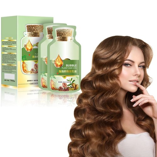 Natural Botanical Bubble Hair Dye - Fruitcolor Dyeing Cream Shampoo for Women and Men (Chestnut B...